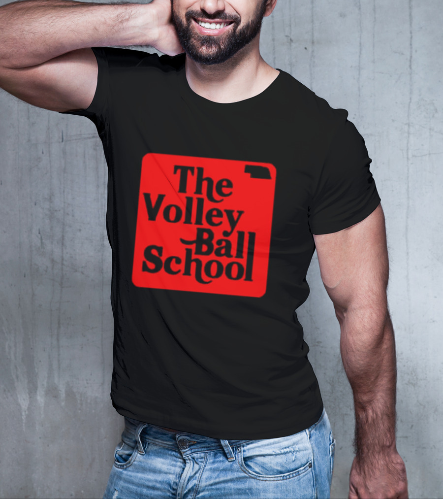 The Volleyball School Nebraska Red Square Text T-Shirt