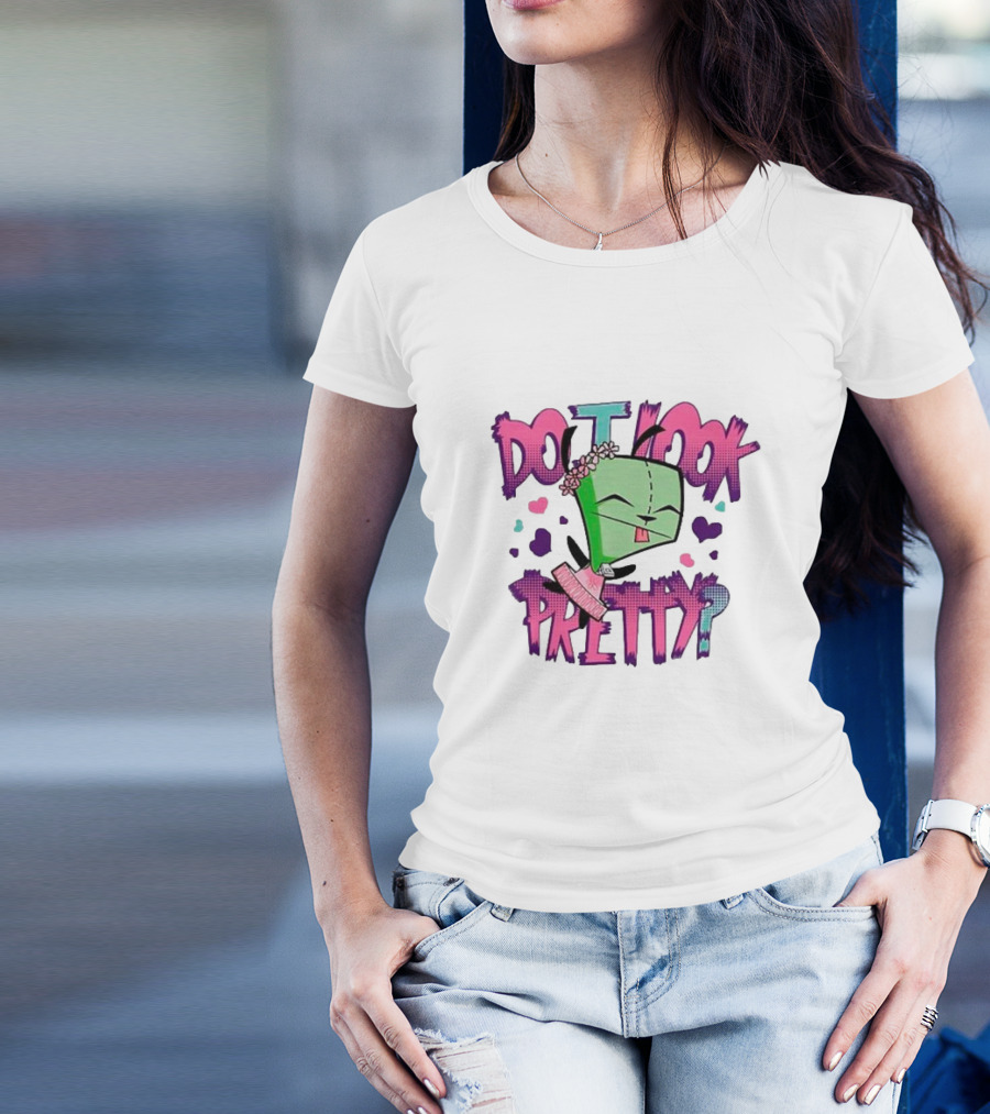 Do I Look Pretty Gir Inspired Expression With Pink And Green Accents T-Shirt