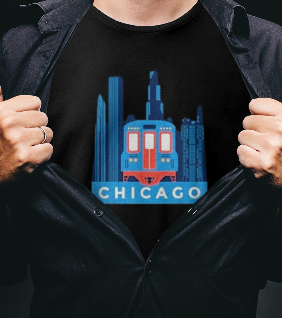 Chicago Skyline El Train T-Shirt