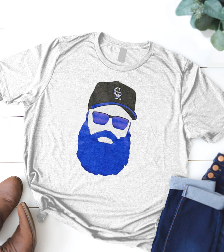 Charlie Blackmon Face Beard Sunglasses Colorado Rockies Baseball T-Shirt