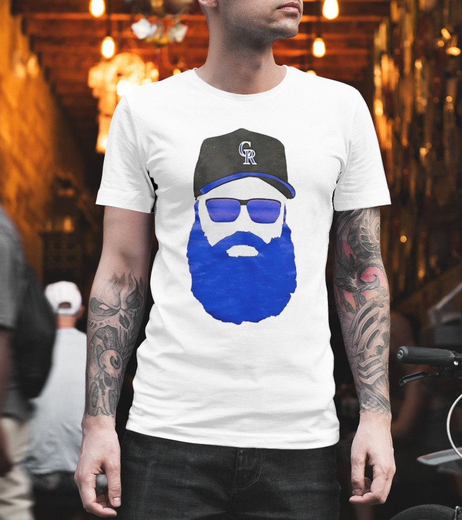 Charlie Blackmon Face Beard Sunglasses Colorado Rockies Baseball T-Shirt