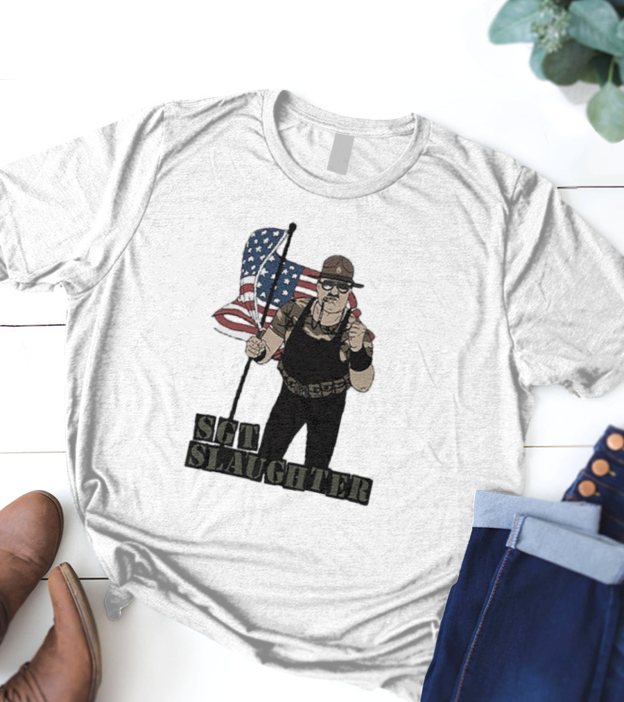 Sgt Slaughter American Flag Comic Style Patriotic T-Shirt
