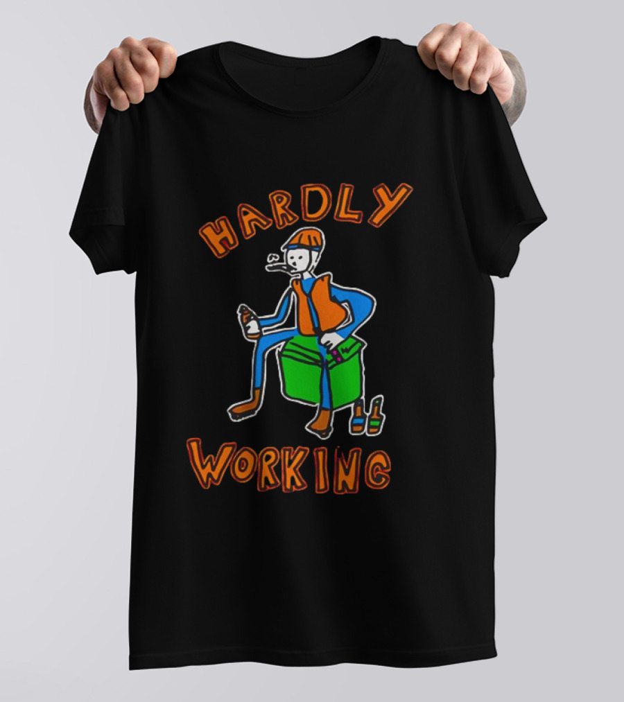 HARDLY WORKING Meme Sitting On Cooler With Beer Bottles T-Shirt