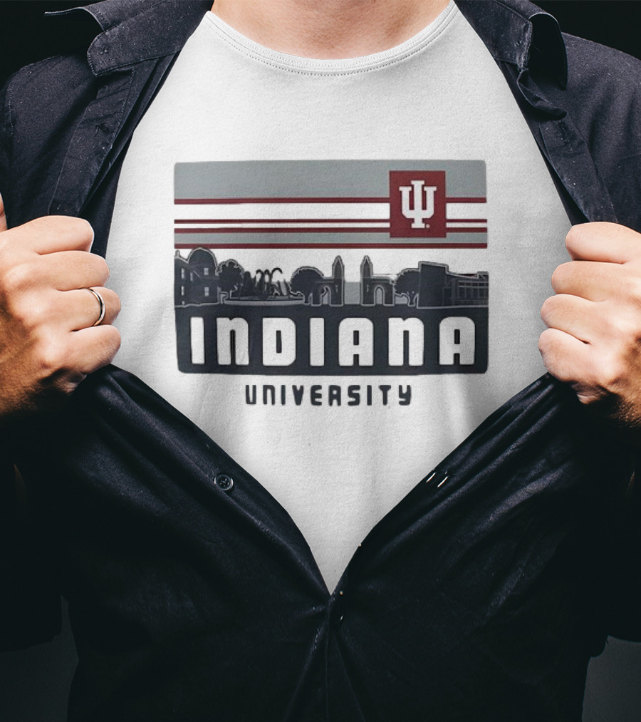 Indiana Hoosiers University Campus Skyline IU Logo Retro T-Shirt