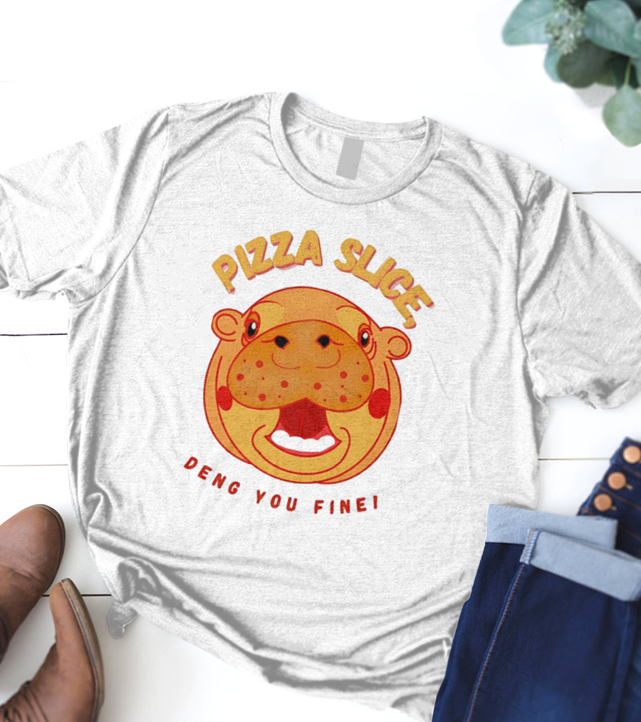 Pizza Slice Deng You Fine Cartoon Character T-Shirt