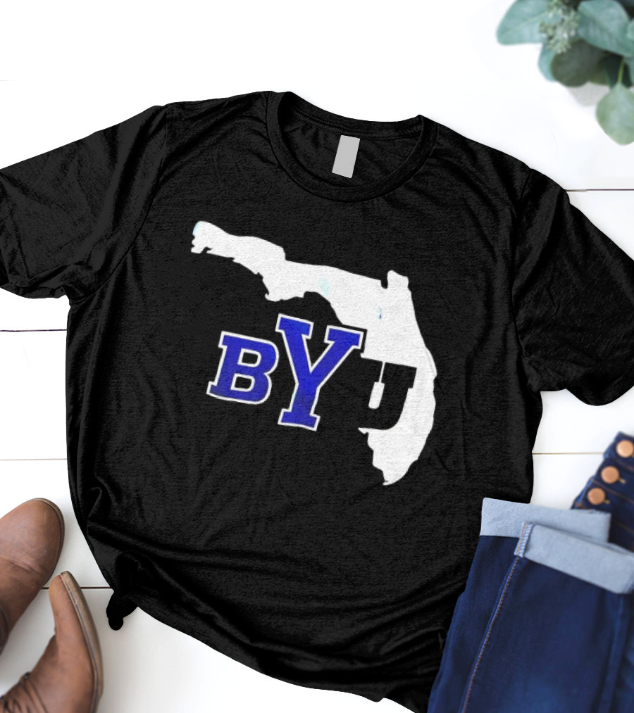 BYU Logo Over Florida Map T-Shirt