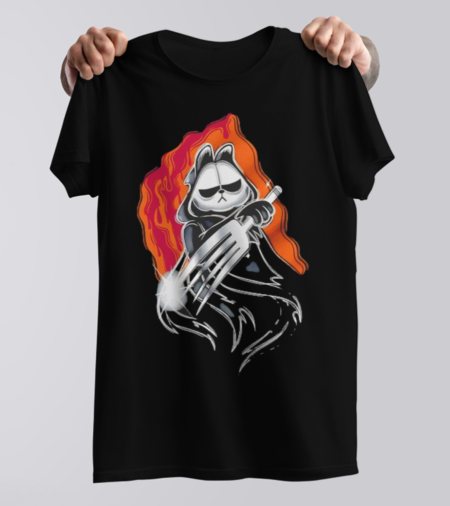 Ghostface Garfield The Lasagna Slasher Fiery Fork Phantom T-Shirt