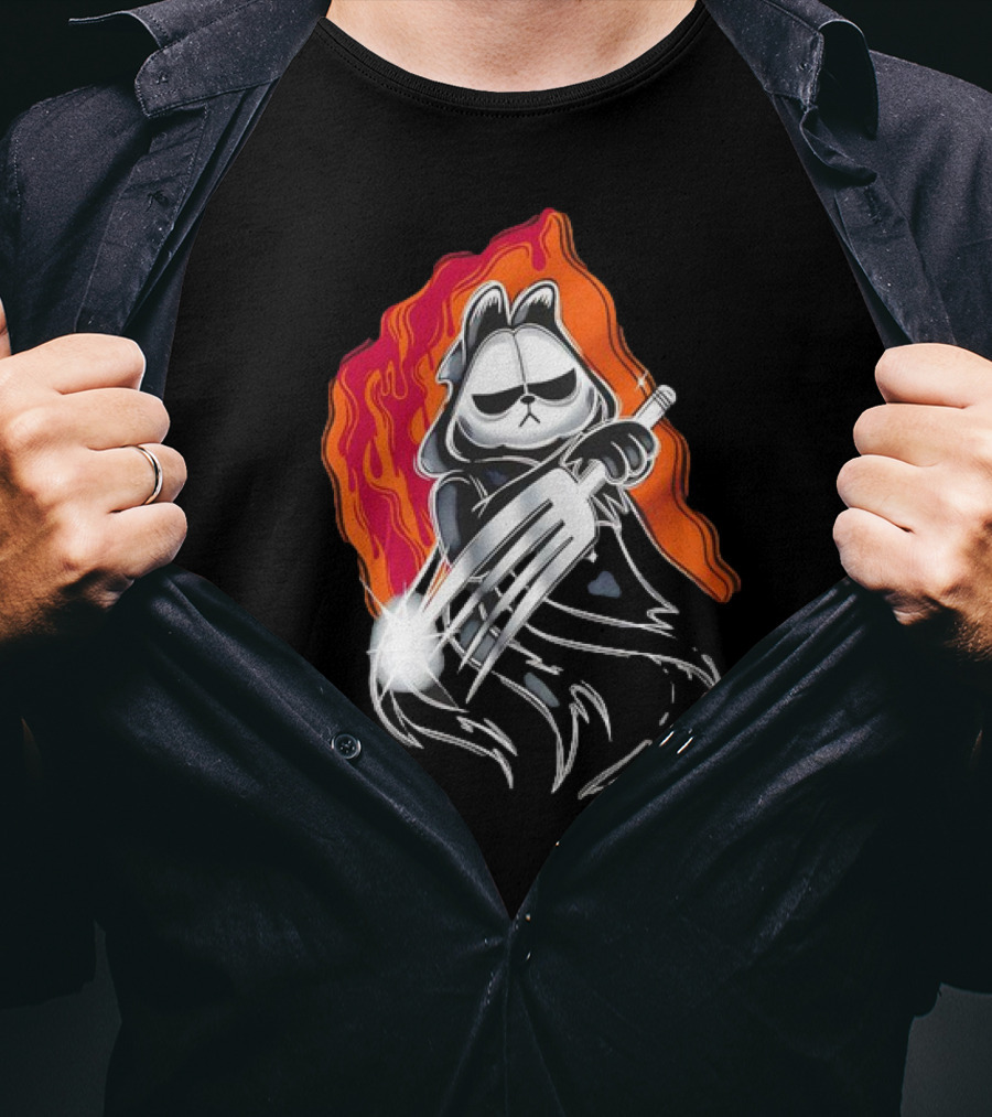 Ghostface Garfield The Lasagna Slasher Fiery Fork Phantom T-Shirt