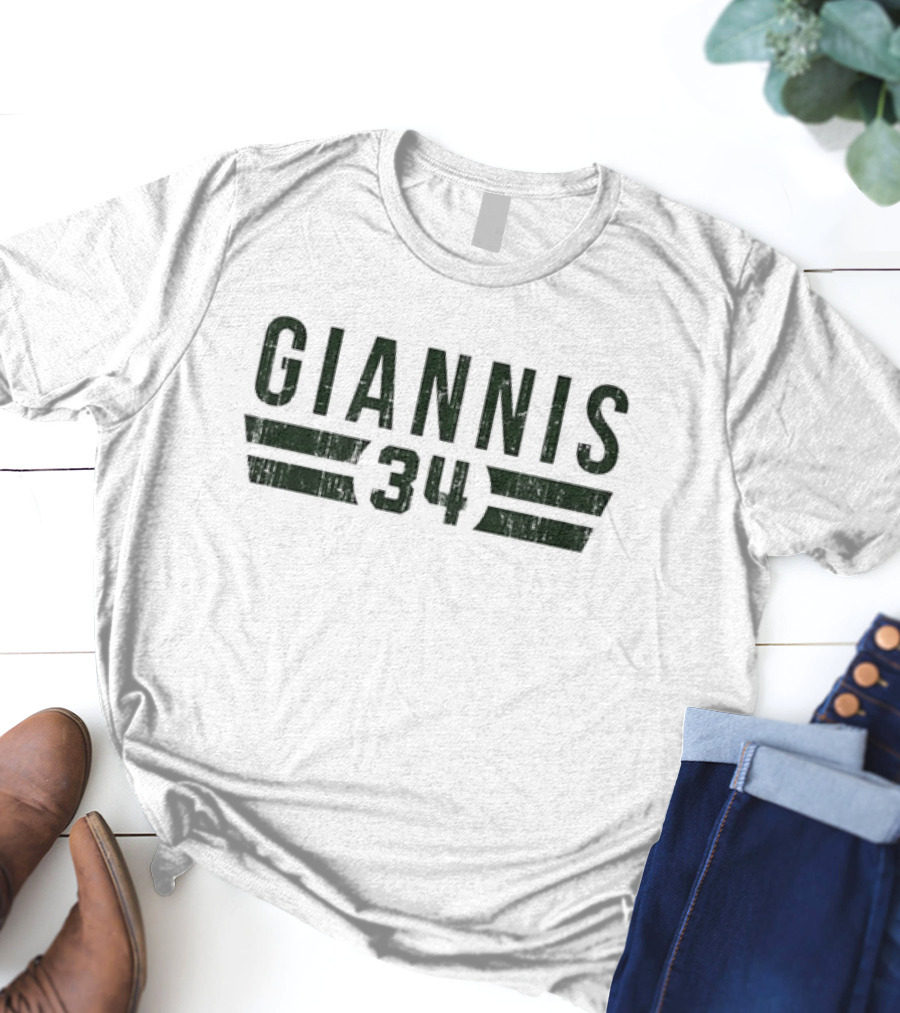 Giannis 34 Milwaukee Font Basketball T-Shirt