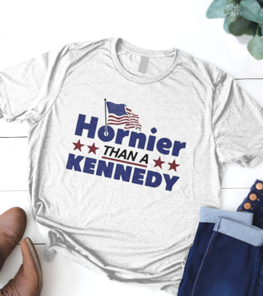 Hornier Than A Kennedy American Flag Stars T-Shirt