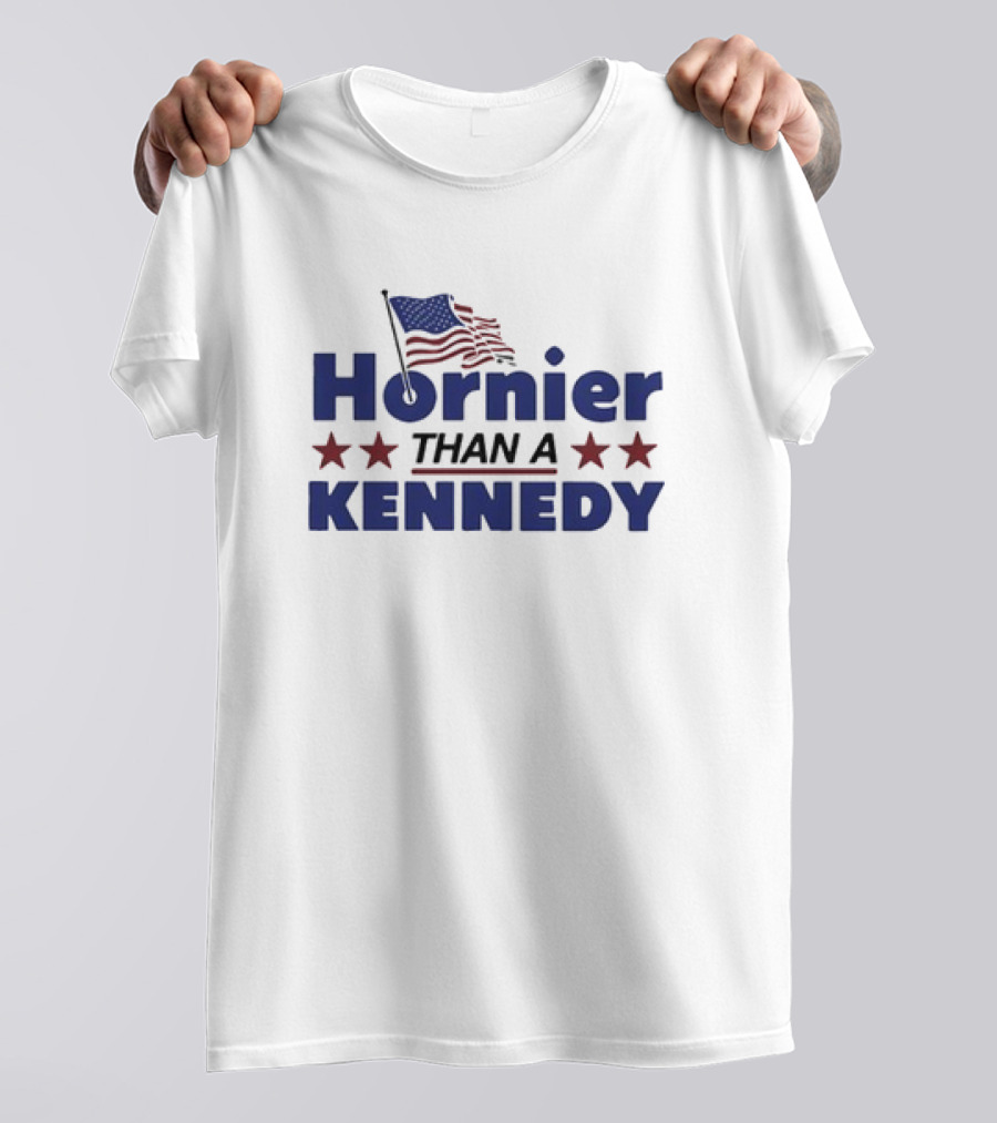 Hornier Than A Kennedy American Flag Stars T-Shirt