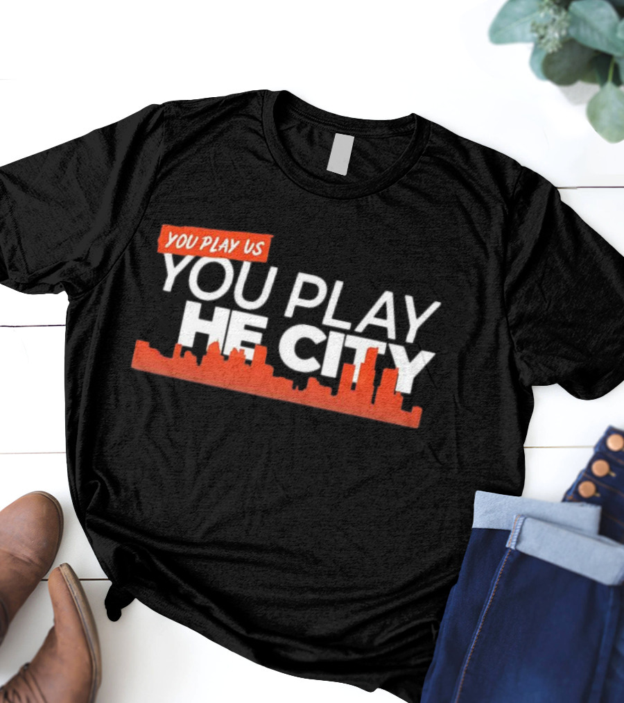 Detroit Tigers You Play Us You Play The City Skyline Orange Text T-Shirt