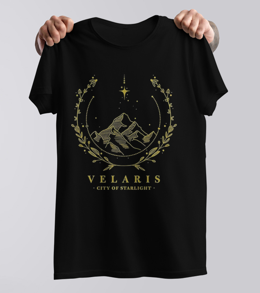 Velaris City Of Starlight Night Sky Mountain Emblem T-Shirt