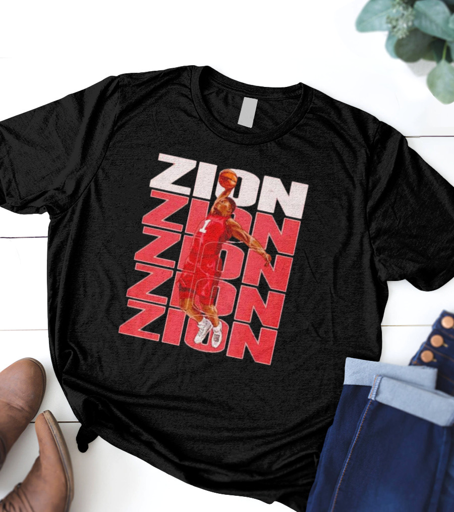Zion Williamson Basketball Dunk Red Repeat T-Shirt