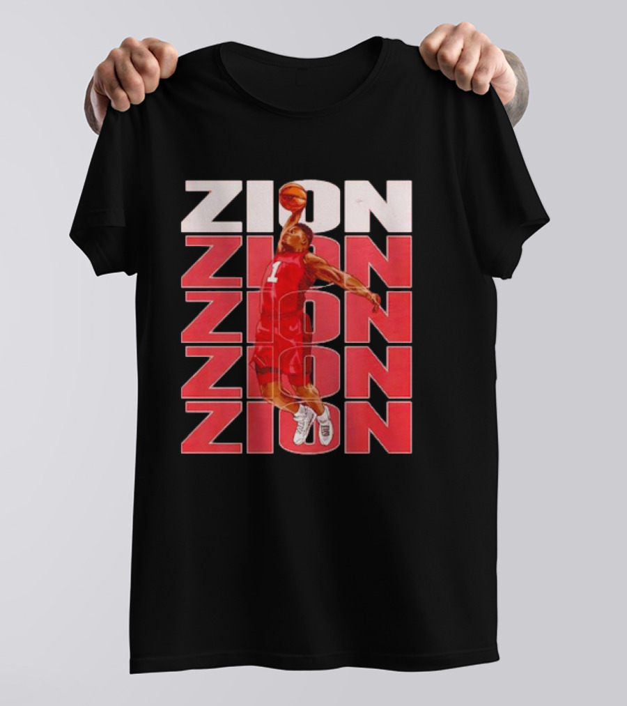 Zion Williamson Basketball Dunk Red Repeat T-Shirt