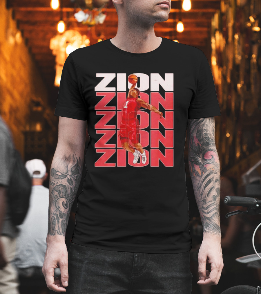 Zion Williamson Basketball Dunk Red Repeat T-Shirt