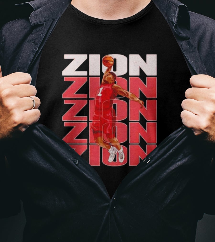 Zion Williamson Basketball Dunk Red Repeat T-Shirt