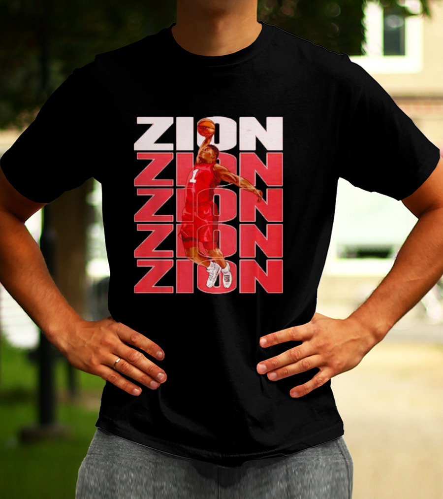 Zion Williamson Basketball Dunk Red Repeat T-Shirt