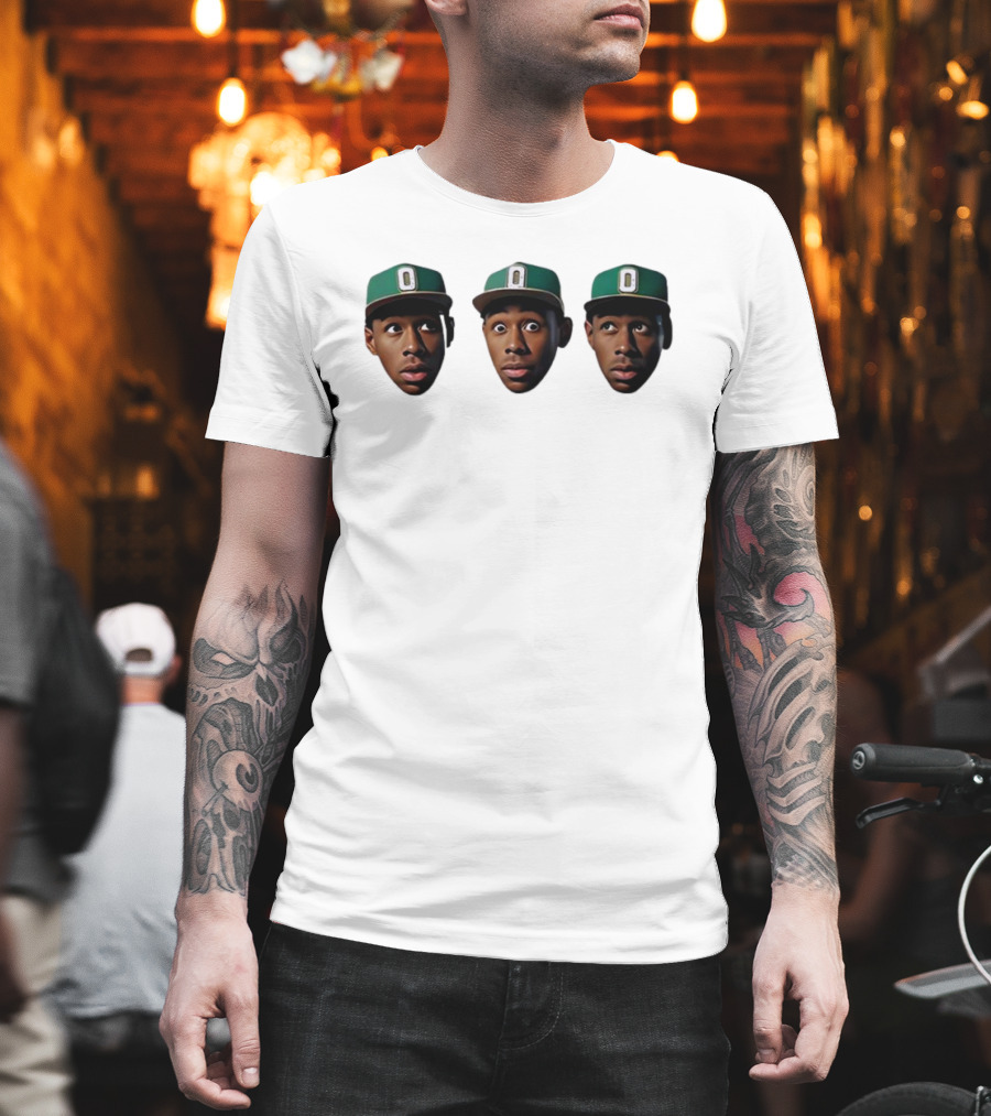 Mystic Tylers Three Faces Green Hat Iconic Expressions T-Shirt