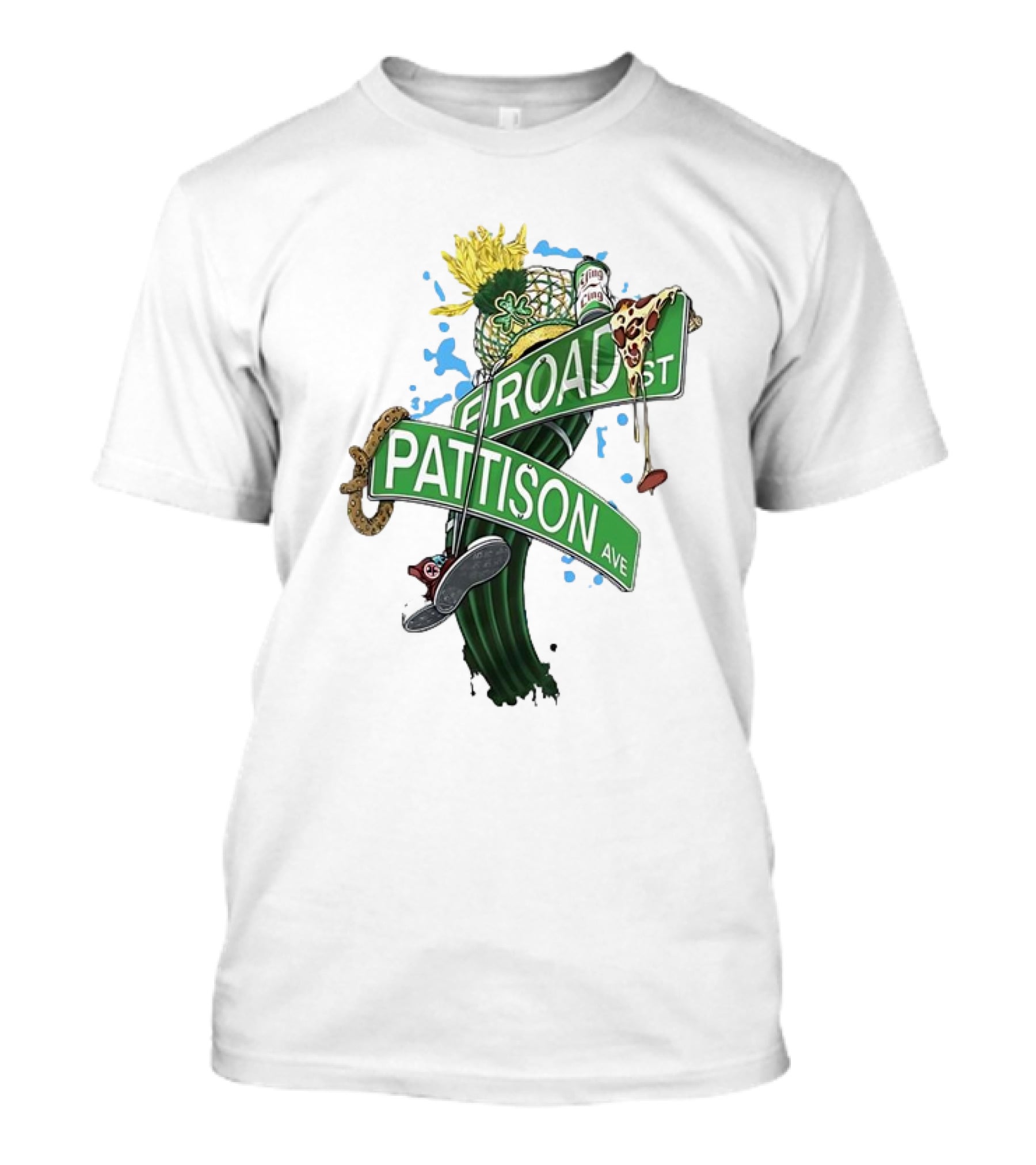 Broad Street Pattison Avenue Philly Icons Pizza Snake Hat Boot T-Shirt