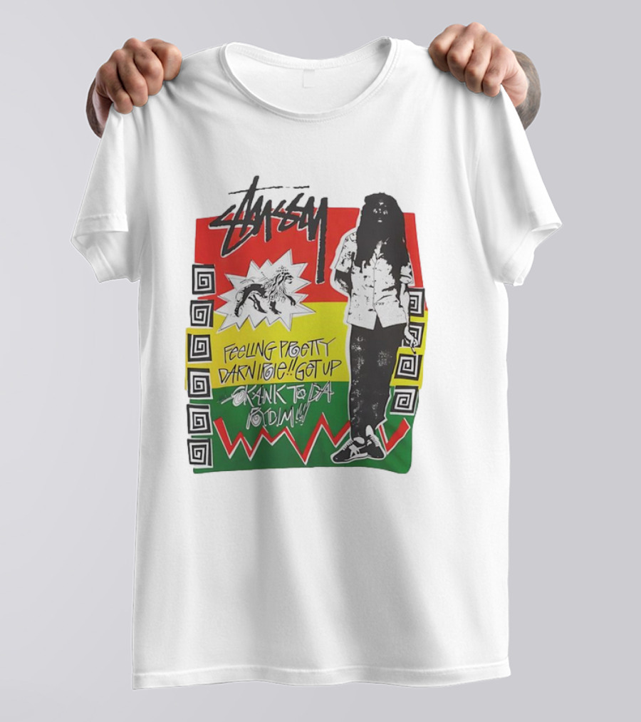 Stussy Bob Marley Feeling Pretty Darn Irie Get Up Skank To Da Riddim T-Shirt