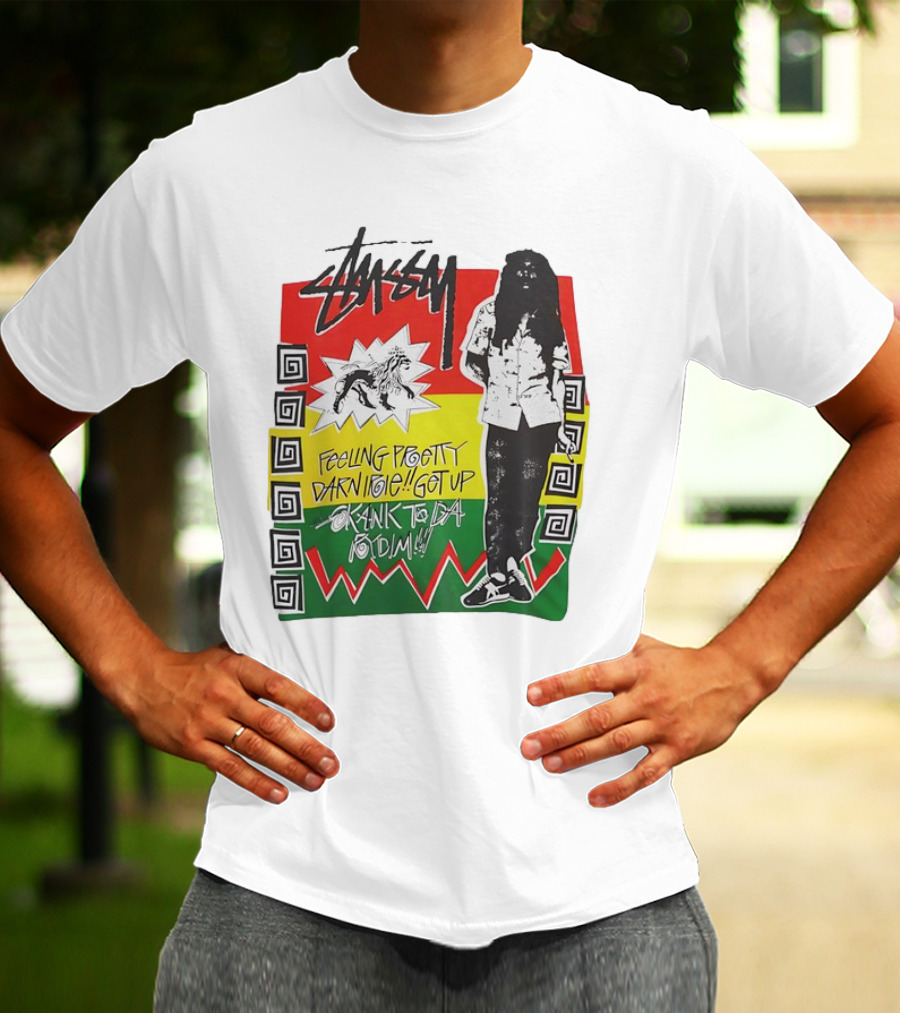 Stussy Bob Marley Feeling Pretty Darn Irie Get Up Skank To Da Riddim T-Shirt