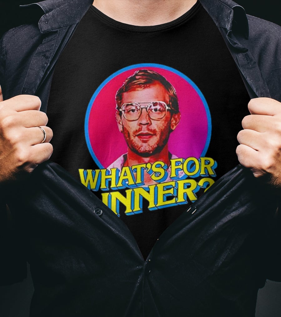 Jeffrey Dahmer What's For Dinner Retro Style Vintage Glasses Circle T-Shirt