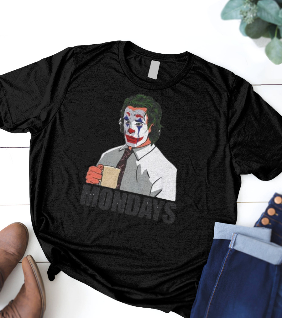 Joker Clown Drinking Coffee Mondays Mood T-Shirt