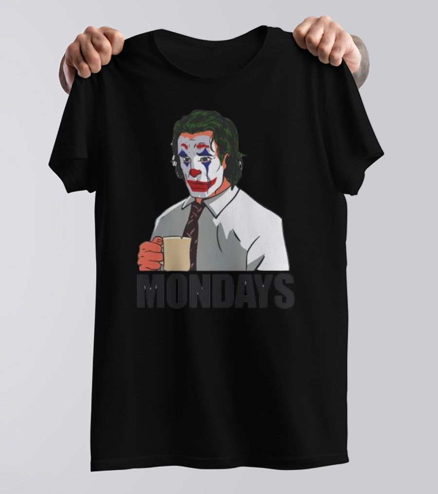 Joker Clown Drinking Coffee Mondays Mood T-Shirt