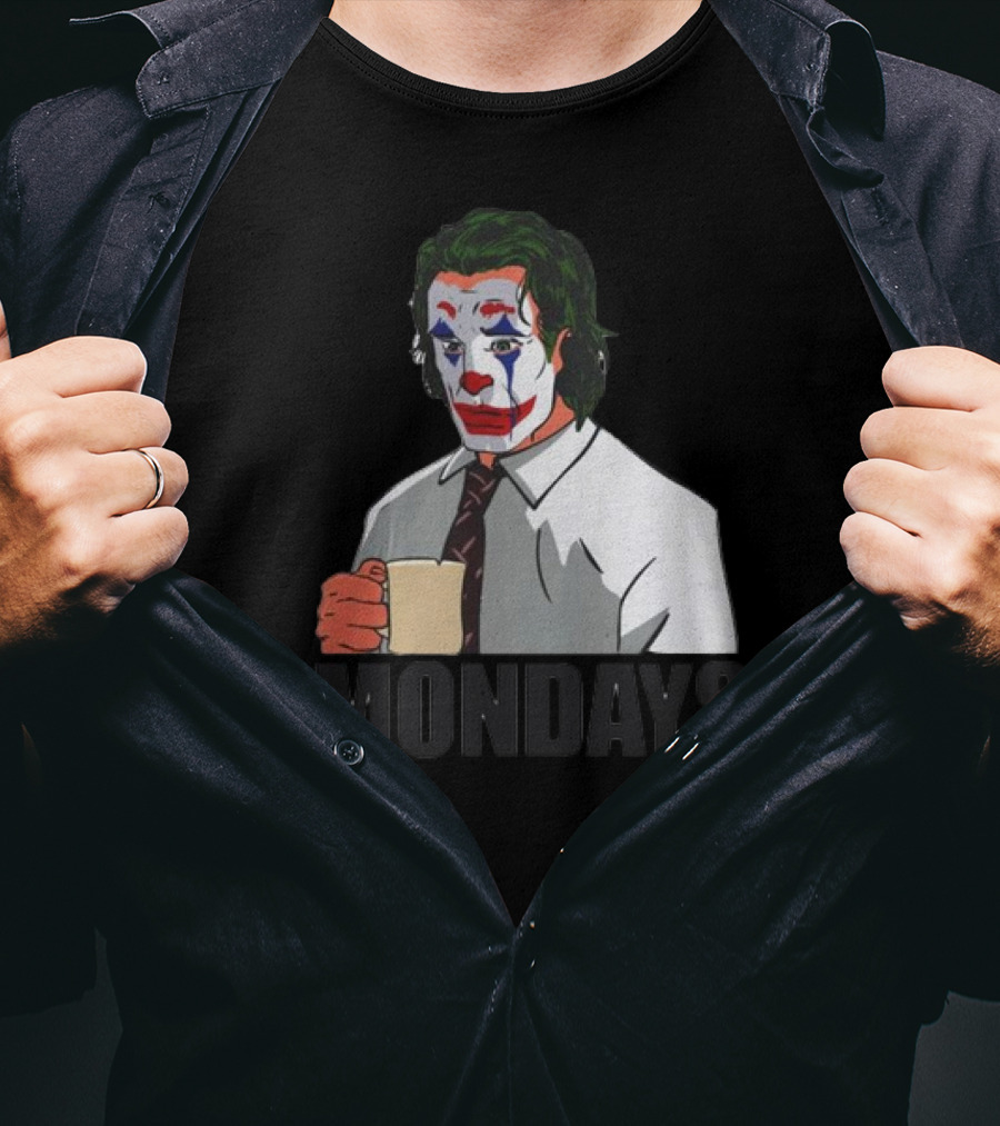 Joker Clown Drinking Coffee Mondays Mood T-Shirt