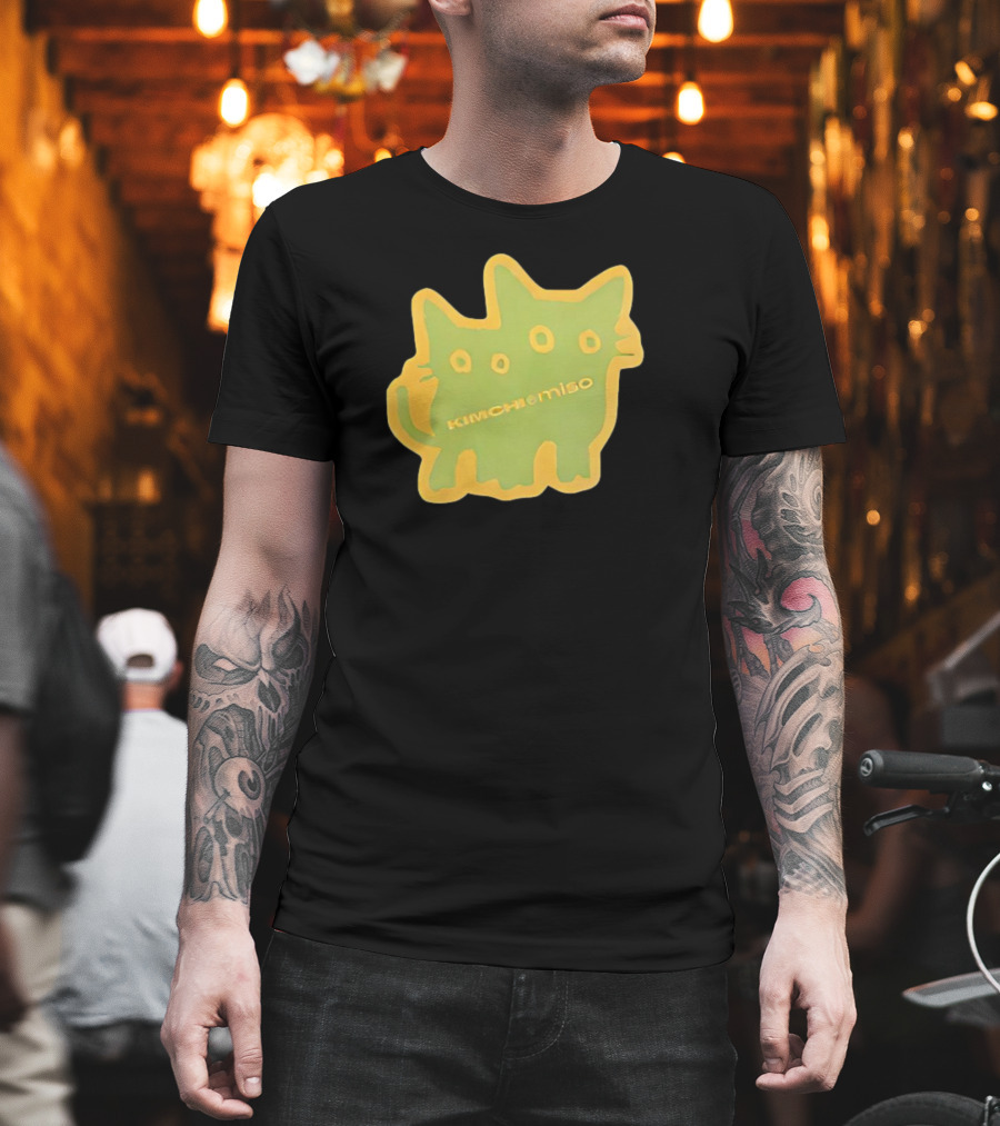 Kimchi And Miso Collection Twins Chenille Neon Cat Patch T-Shirt