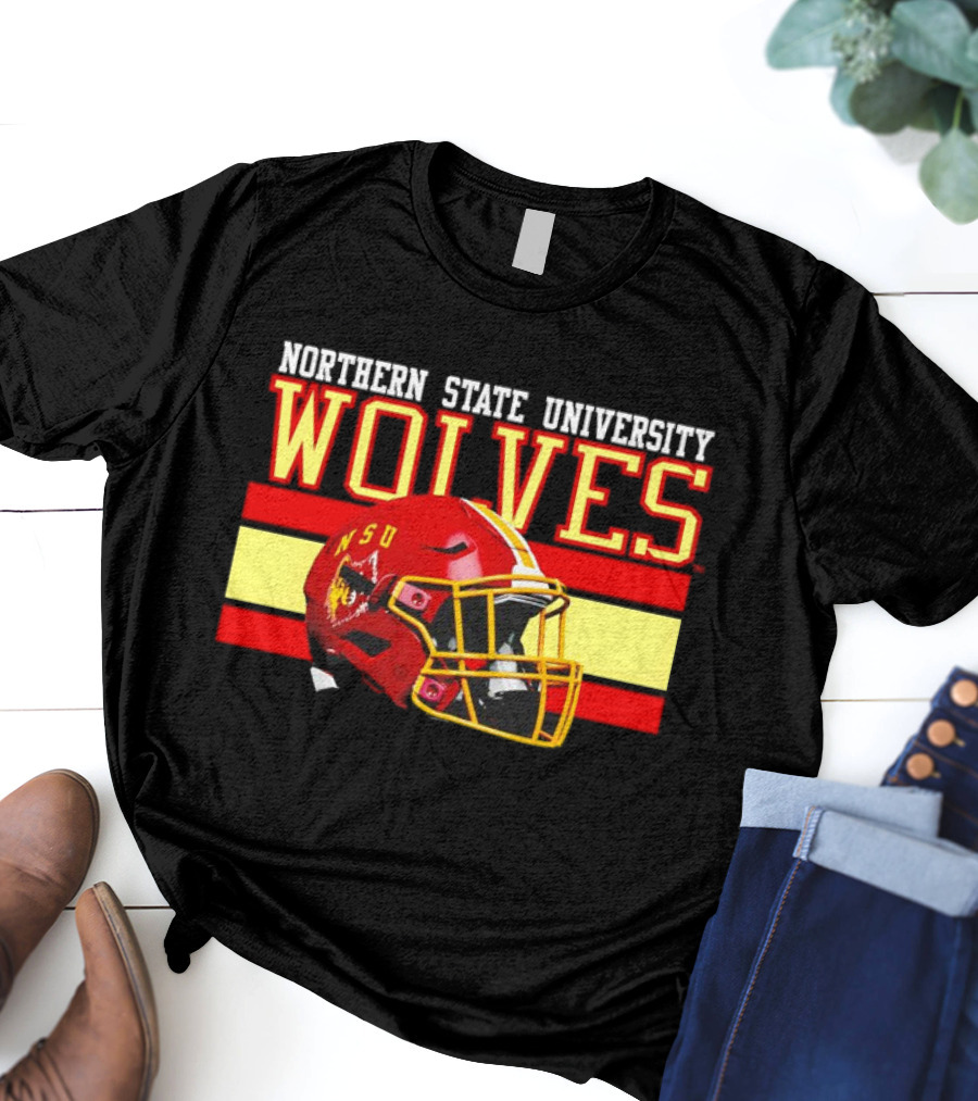 Northern State University Wolves NSU Football Helmet T-Shirt