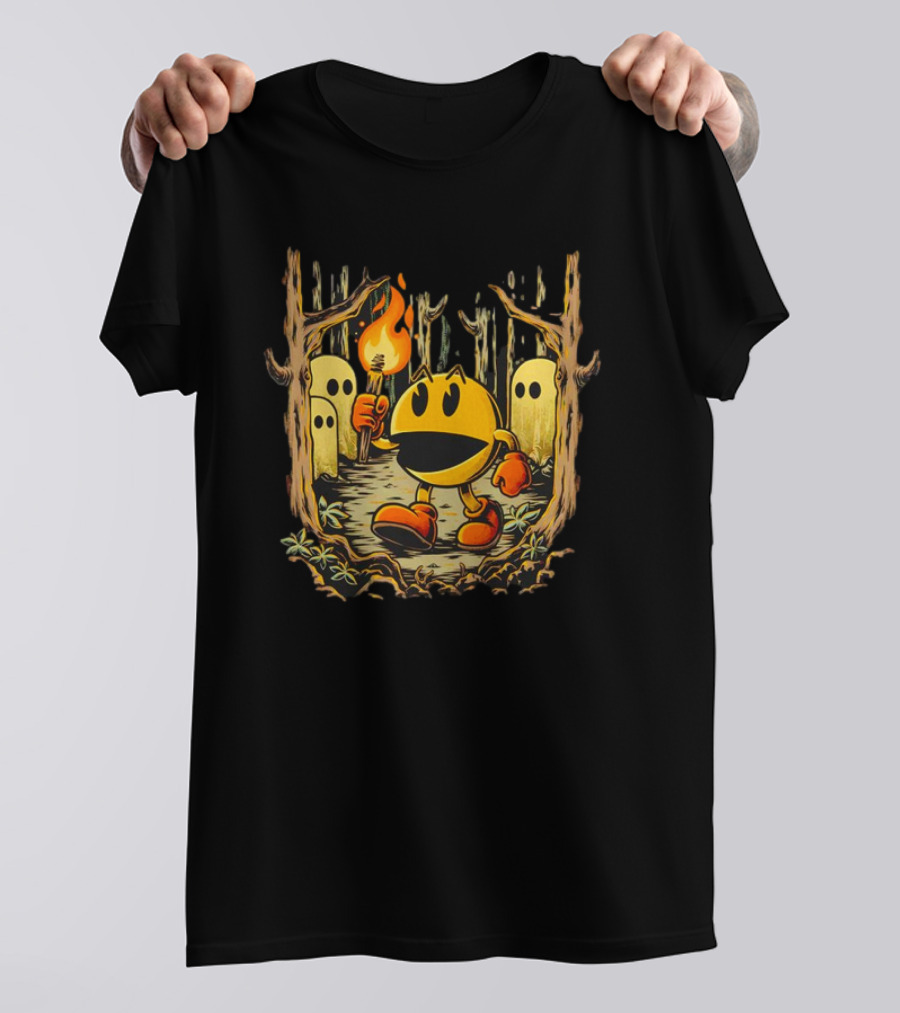 Pac Man Game Forest Torch Adventure With Ghosts T-Shirt