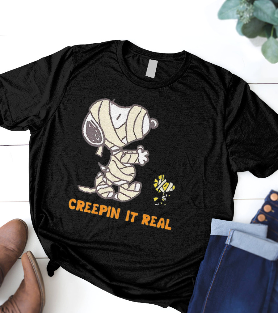 Peanuts Snoopy And Woodstock Mummy Creepin’ It Real T-Shirt