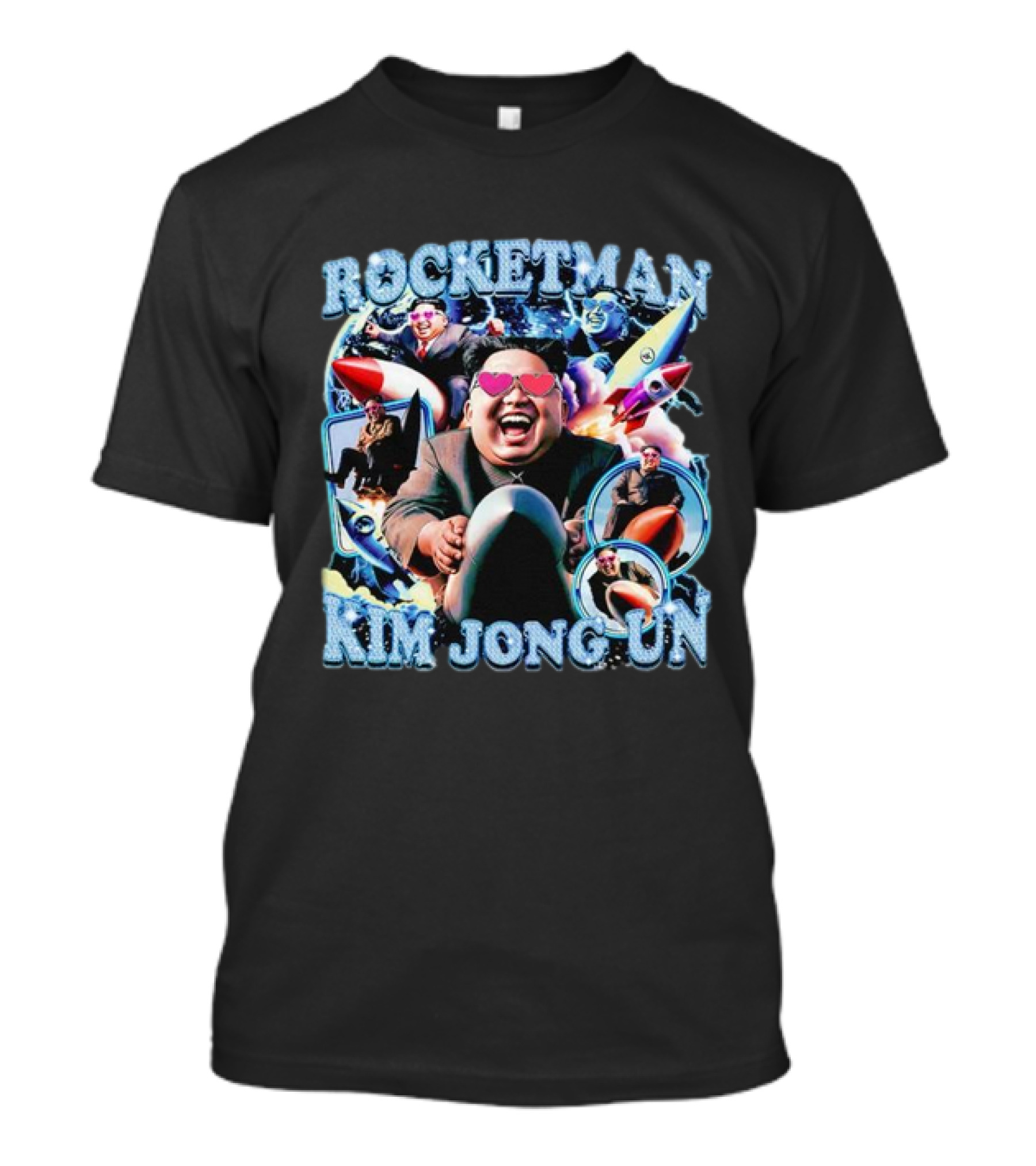 Rocketman Kim Jong Un Heart Sunglasses Missile Adventure T-Shirt