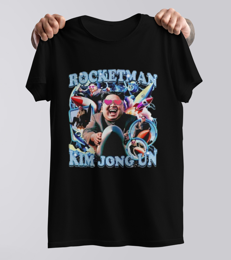 Rocketman Kim Jong Un Heart Sunglasses Missile Adventure T-Shirt