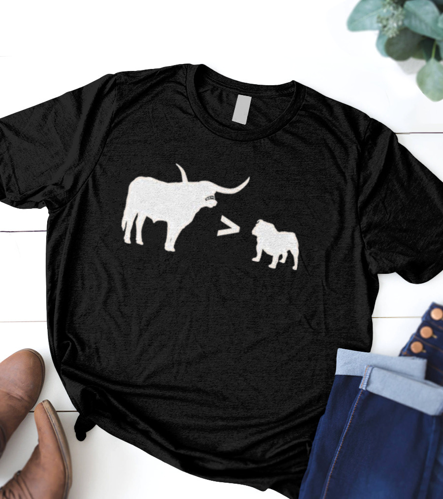 Texas Longhorns Bevo Greater Than UGA Bulldog Football Rivalry T-Shirt