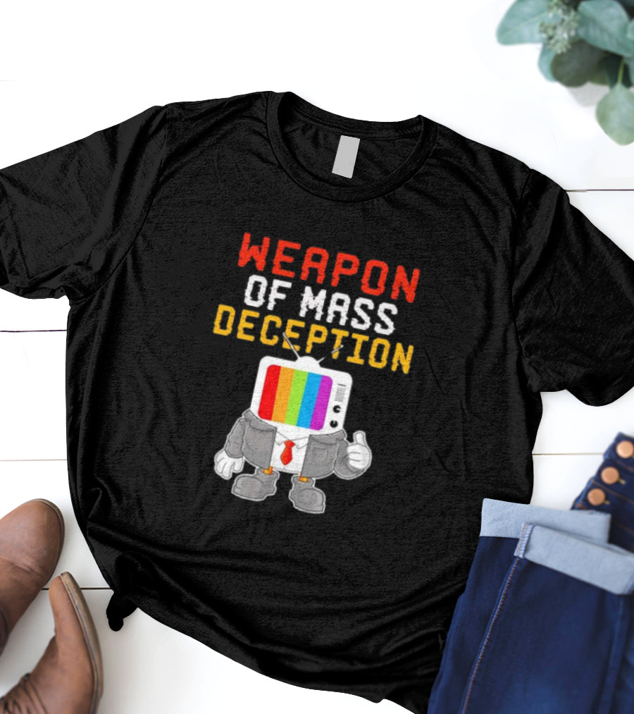 Weapon Of Mass Deception Television Cartoon In Suit With Rainbow Screen T-Shirt