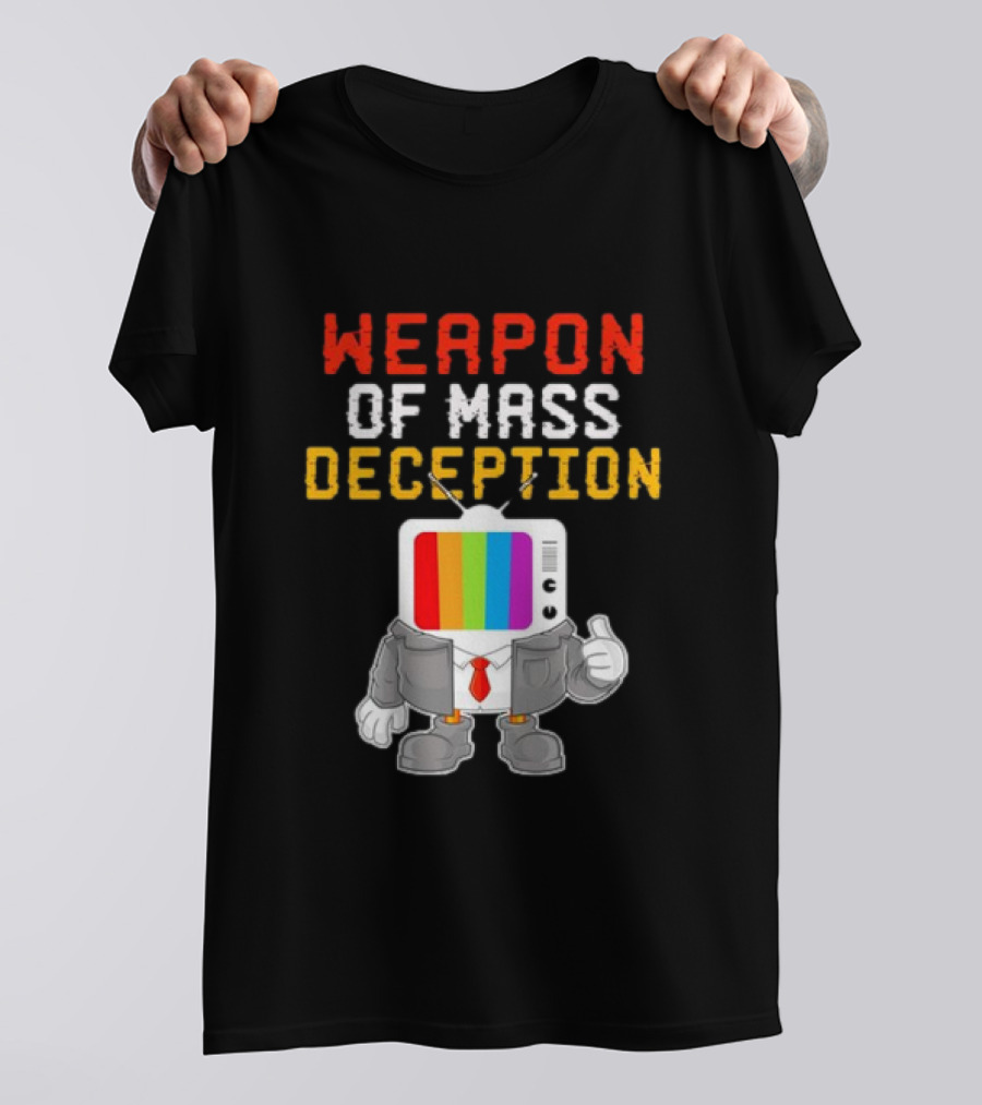 Weapon Of Mass Deception Television Cartoon In Suit With Rainbow Screen T-Shirt