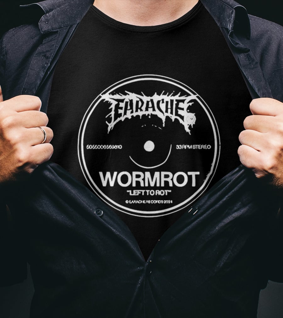 Earache Records Wormrot Left To Rot Vintage Vinyl Label T-Shirt