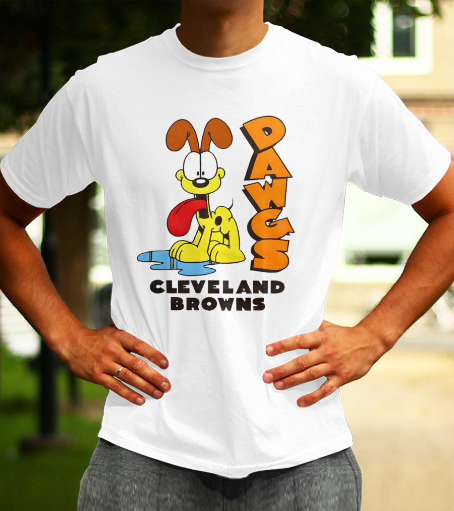 Dawgs Cleveland Browns Odie Garfield Cartoon T-Shirt