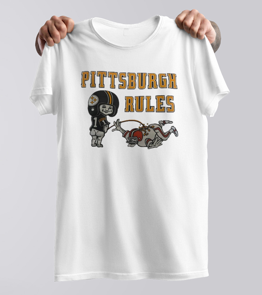 Pittsburgh Rules Steelers Peeing Cleveland Browns T-Shirt