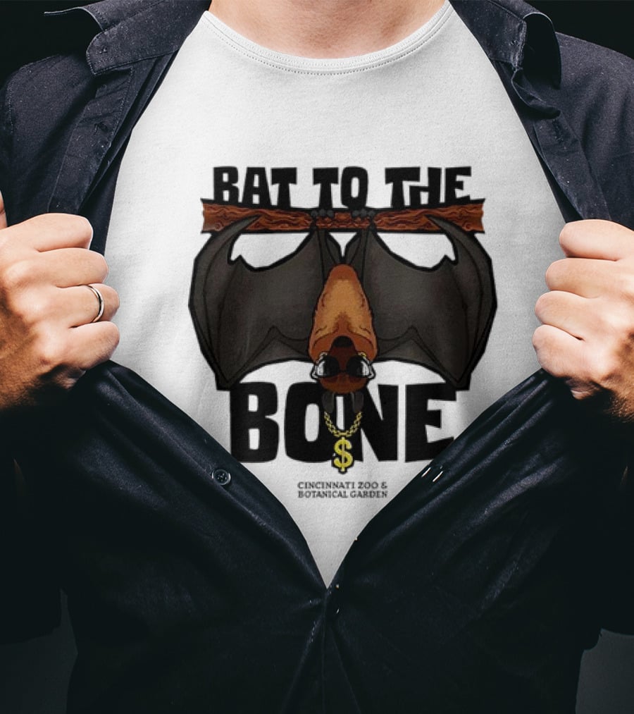 Bat To The Bone Cincinnati Zoo And Botanical Garden Bat Hanging With Dollar Sign Necklace T-Shirt