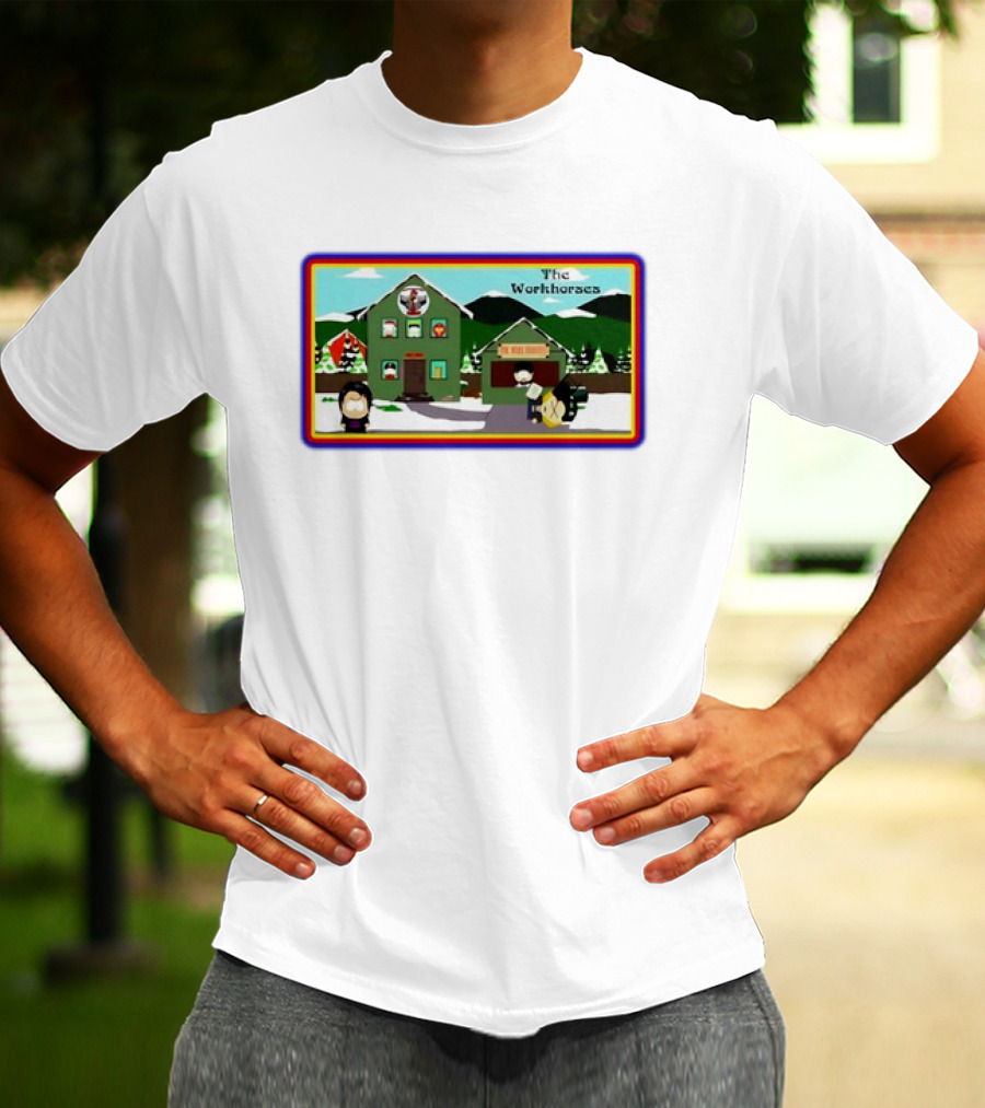 The Workhorses South Park Cartoon Snowy Neighborhood Scene T-Shirt