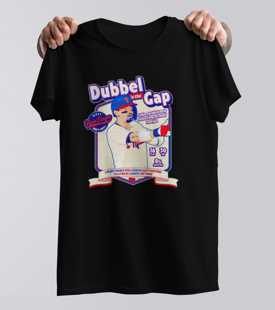 Dubbel In The Gap Nicky Two Bags Baseball Beer Label T-Shirt