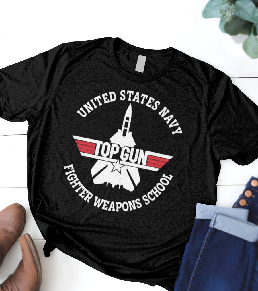 United States Navy Fighter Weapons School Top Gun Jet Emblem T-Shirt
