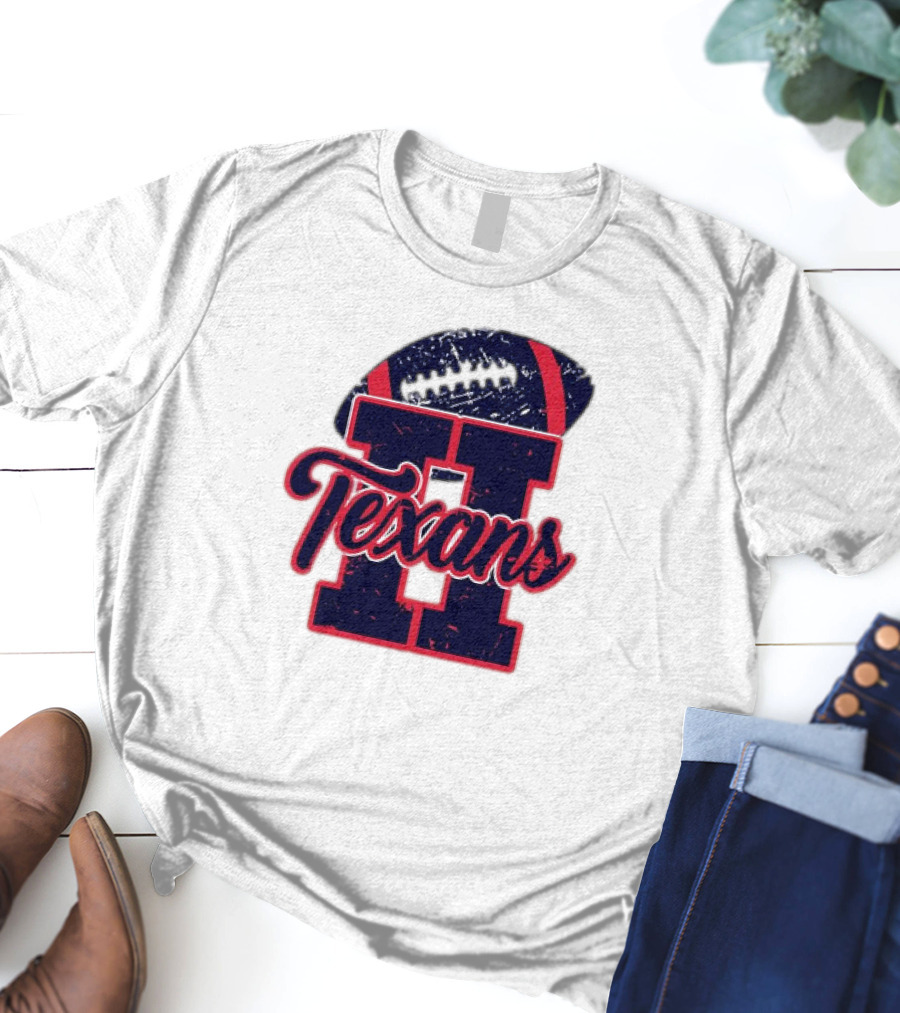 Retro Vintage Texans Football H Logo With Football T-Shirt