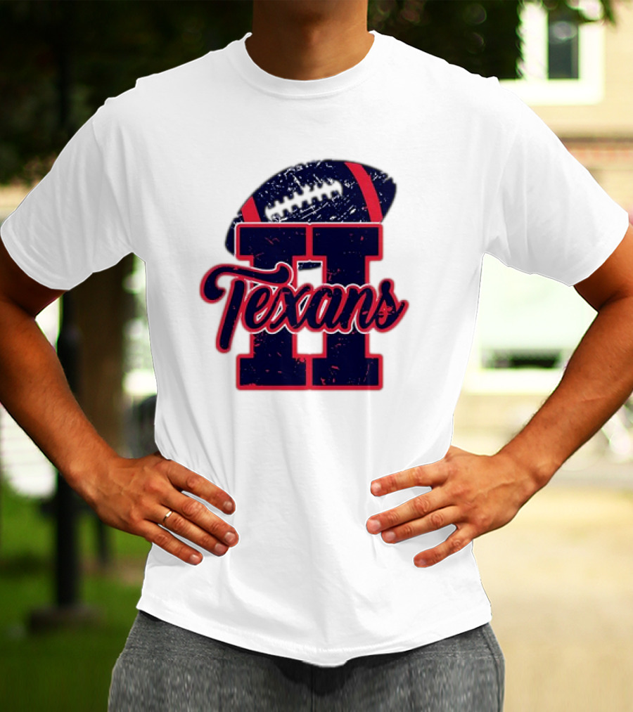 Retro Vintage Texans Football H Logo With Football T-Shirt