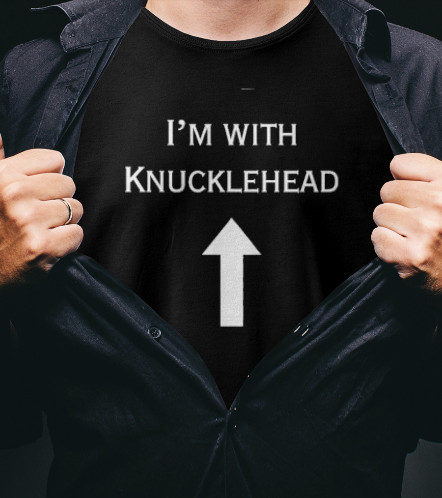 I’m With Knucklehead Arrow Humorous Text T-Shirt