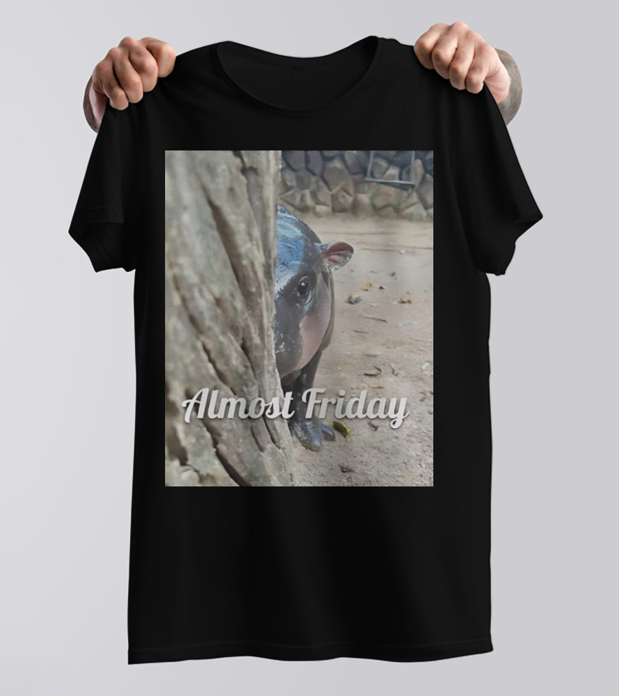 Almost Friday Peek Hippo Behind Tree T-Shirt